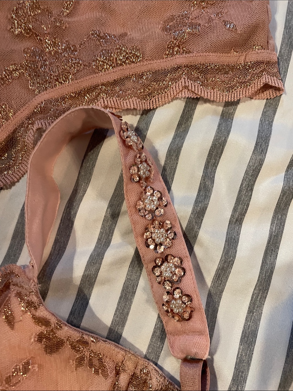 Three sets of Lacey, Strappy Lingerie Set, Red, Black and Blush - Picture 7 of 7